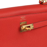 Pre-owned Hermes Kelly Retourne 25 Vermillion Togo Gold Hardware - Thumbnail View 7