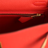 Pre-owned Hermes Kelly Retourne 25 Vermillion Togo Gold Hardware - Thumbnail View 8