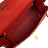 Pre-owned Hermes Kelly Retourne 25 Vermillion Togo Gold Hardware - Thumbnail View 9