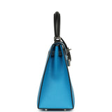 Pre-owned Hermes Kelly Sellier 25 Tri-Color Bleu Zanzibar, Bleu De Prusse, Black Epsom Palladium Hardware - Thumbnail View 3