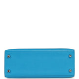 Pre-owned Hermes Kelly Sellier 25 Tri-Color Bleu Zanzibar, Bleu De Prusse, Black Epsom Palladium Hardware - Thumbnail View 6