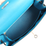 Pre-owned Hermes Kelly Sellier 25 Tri-Color Bleu Zanzibar, Bleu De Prusse, Black Epsom Palladium Hardware - Thumbnail View 9