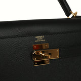 Pre-owned Hermes Kelly Sellier 32 Black Epsom Gold Hardware - Thumbnail View 7