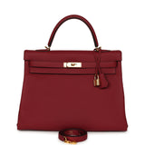 Pre-owned Hermes Kelly Retourne 35 Rouge Grenat Togo Gold Hardware - Thumbnail View 1
