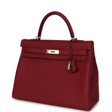 Pre-owned Hermes Kelly Retourne 35 Rouge Grenat Togo Gold Hardware - Thumbnail View 5