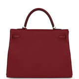 Pre-owned Hermes Kelly Retourne 35 Rouge Grenat Togo Gold Hardware - Thumbnail View 4