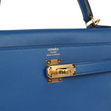 Hermes Kelly Retourne 25 Bleu France Swift Gold Hardware - Thumbnail View 7