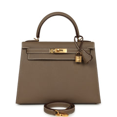 Hermes Kelly Sellier 28 Etoupe Epsom Gold Hardware