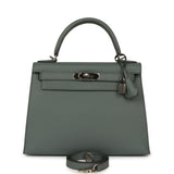 Pre-owned Hermes Kelly Sellier 28 Vert Amande Epsom Palladium Hardware - Thumbnail View 1