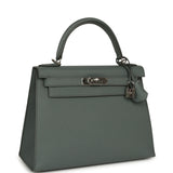 Pre-owned Hermes Kelly Sellier 28 Vert Amande Epsom Palladium Hardware - Thumbnail View 2