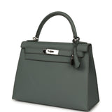 Pre-owned Hermes Kelly Sellier 28 Vert Amande Epsom Palladium Hardware - Thumbnail View 5