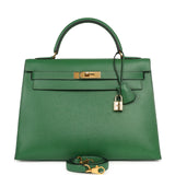 Vintage Hermes Kelly Sellier 32 Vert Bengale Courchevel Gold Hardware - Thumbnail View 1