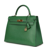 Vintage Hermes Kelly Sellier 32 Vert Bengale Courchevel Gold Hardware - Thumbnail View 5