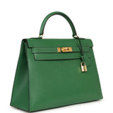Vintage Hermes Kelly Sellier 32 Vert Bengale Courchevel Gold Hardware - Thumbnail View 2