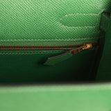 Vintage Hermes Kelly Sellier 32 Vert Bengale Courchevel Gold Hardware - Thumbnail View 9