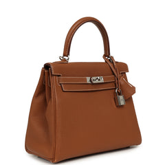 Pre-owned Hermes Kelly Retourne 25 Gold Togo Palladium Hardware
