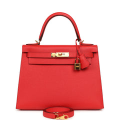 Hermes Kelly Sellier 28 Rouge Tomate Epsom Gold Hardware