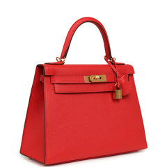 Hermes Kelly Sellier 28 Rouge Tomate Epsom Gold Hardware