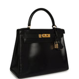 Vintage Hermes Kelly Retourne 28 Black Box Gold Hardware - Thumbnail View 2