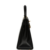 Vintage Hermes Kelly Retourne 28 Black Box Gold Hardware - Thumbnail View 3