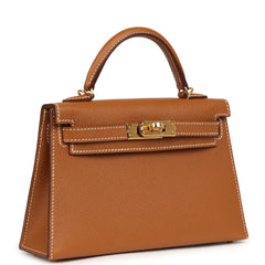 Hermes Kelly Sellier 20 Gold Epsom Gold Hardware