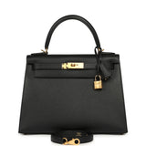 Pre-owned Hermes Kelly Sellier 28 Black Epsom Gold Hardwaare - Thumbnail View 1