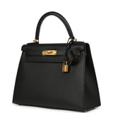 Pre-owned Hermes Kelly Sellier 28 Black Epsom Gold Hardwaare - Thumbnail View 5