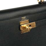 Pre-owned Hermes Kelly Sellier 28 Black Epsom Gold Hardwaare - Thumbnail View 7