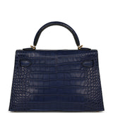 Hermes Kelly Sellier 20 Bleu Saphir Matte Alligator Gold Hardware - Thumbnail View 4