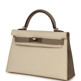 Hermes Special Order (HSS) Kelly Sellier 20 Craie, Gris Asphalt Epsom Permabrass Hardware - Thumbnail View 5