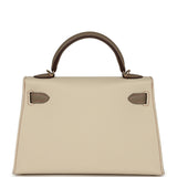 Hermes Special Order (HSS) Kelly Sellier 20 Craie, Gris Asphalt Epsom Permabrass Hardware - Thumbnail View 4