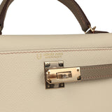Hermes Special Order (HSS) Kelly Sellier 20 Craie, Gris Asphalt Epsom Permabrass Hardware - Thumbnail View 7