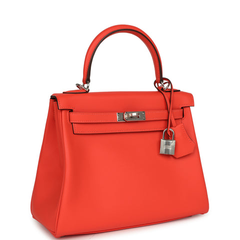 Hermes Kelly Retourne 25 Orange Field Swift Palladium Hardware