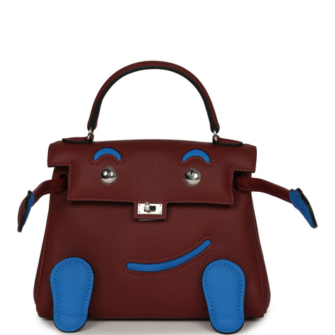 Hermes "Quelle Idolle" Kelly Doll Rouge H, Bleu Hydra Swift Palladium Hardware