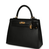 Hermes Kelly Sellier 25 Black Tadelakt Gold Hardware - Thumbnail View 5
