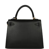 Hermes Kelly Sellier 25 Black Tadelakt Gold Hardware - Thumbnail View 4