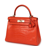 Pre-owned Hermes Kelly Retourne 28 Orange Poppy Matte Alligator Gold Hardware - Thumbnail View 5