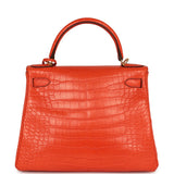 Pre-owned Hermes Kelly Retourne 28 Orange Poppy Matte Alligator Gold Hardware - Thumbnail View 4