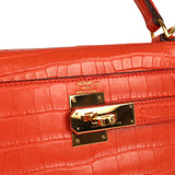 Pre-owned Hermes Kelly Retourne 28 Orange Poppy Matte Alligator Gold Hardware - Thumbnail View 7