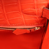 Pre-owned Hermes Kelly Retourne 28 Orange Poppy Matte Alligator Gold Hardware - Thumbnail View 9