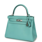Pre-owned Hermes Kelly Retourne 28 Bleu Atoll Verso Evercolor Palladium Hardware - Thumbnail View 5