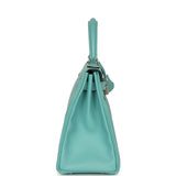 Pre-owned Hermes Kelly Retourne 28 Bleu Atoll Verso Evercolor Palladium Hardware - Thumbnail View 3