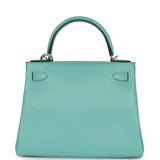 Pre-owned Hermes Kelly Retourne 28 Bleu Atoll Verso Evercolor Palladium Hardware - Thumbnail View 4