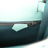 Pre-owned Hermes Kelly Retourne 28 Bleu Atoll Verso Evercolor Palladium Hardware - Thumbnail View 9