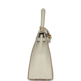 Pre-owned Hermes Kelly Sellier 25 Gris Perle Ostrich Gold Hardware - Thumbnail View 3