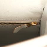 Pre-owned Hermes Kelly Sellier 25 Gris Perle Ostrich Gold Hardware - Thumbnail View 9