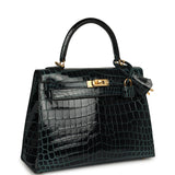 Hermes Kelly Sellier 25 Vert Rousseau Shiny Niloticus Crocodile Gold Hardware - Thumbnail View 2
