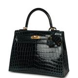 Hermes Kelly Sellier 25 Vert Rousseau Shiny Niloticus Crocodile Gold Hardware - Thumbnail View 5