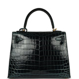 Hermes Kelly Sellier 25 Vert Rousseau Shiny Niloticus Crocodile Gold Hardware - Thumbnail View 4