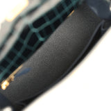 Hermes Kelly Sellier 25 Vert Rousseau Shiny Niloticus Crocodile Gold Hardware - Thumbnail View 8